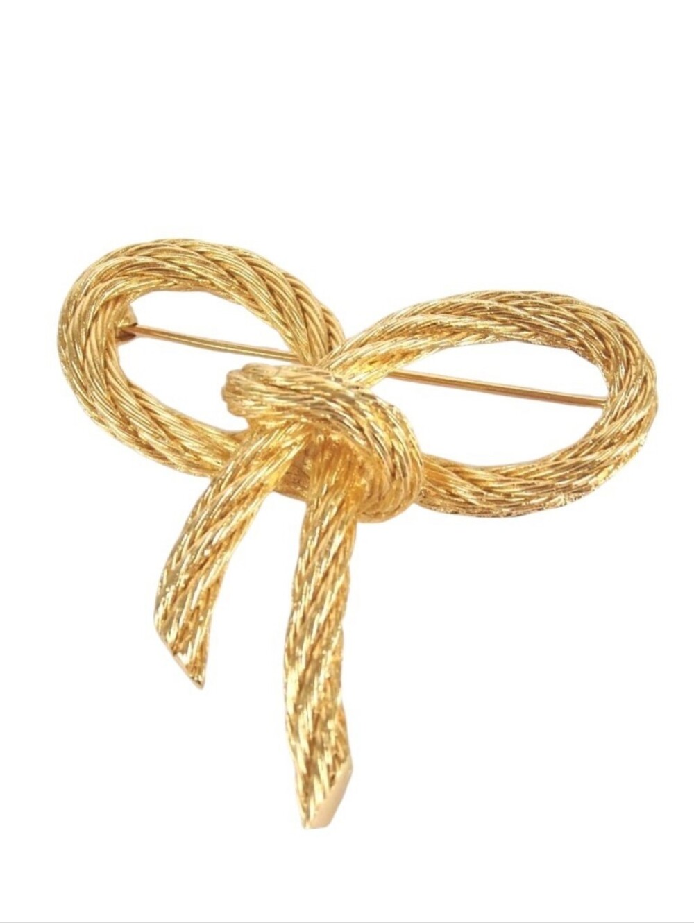 Rare Vintage Christian Dior Gold Tone Rope Bow Brooch Pin Germany w/ Dior Dusty - Picture 2 of 9